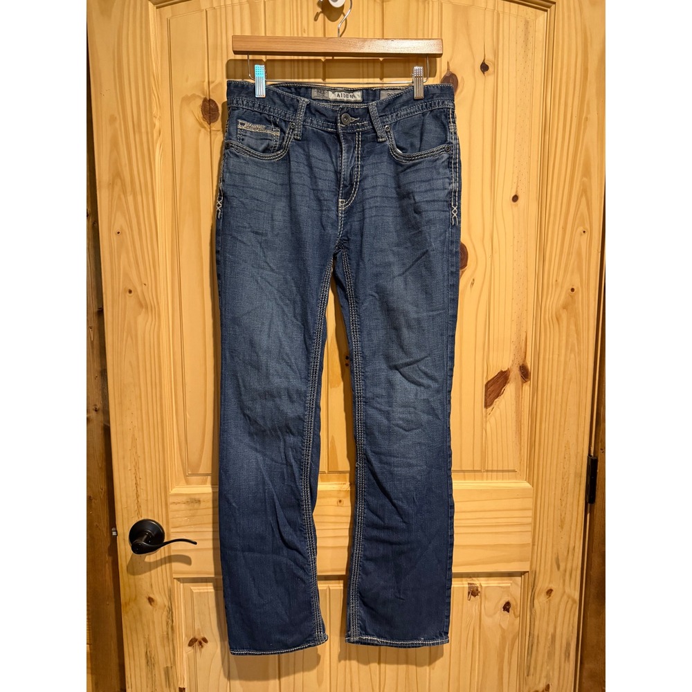 BKE Aiden Mens Straight Leg Jeans 30R Medium Wash Contrast Stitch ABM21060